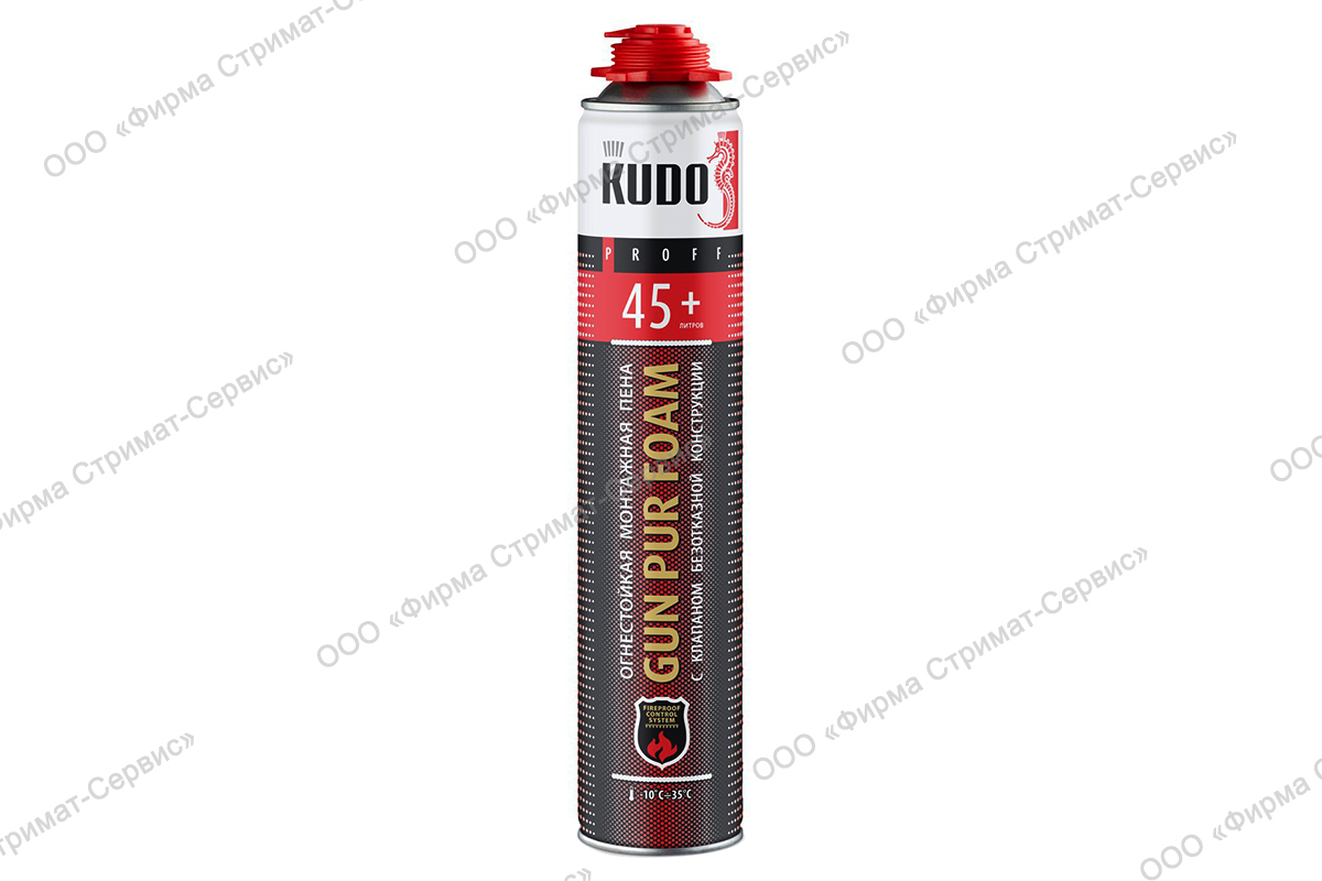 KUDO PROFF 45+ (всесезон) монтаж. огнестойкая пена 900гр (V-1000мл)(уп.12ш) до 45л