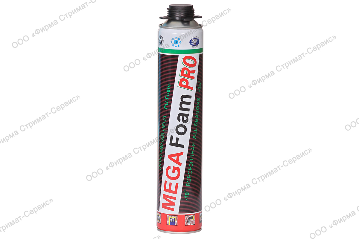   МEGA Foam" ПРОФИ (всесезон) монтаж.пена 750гр (V-1000мл)(уп.12шт) до 50л