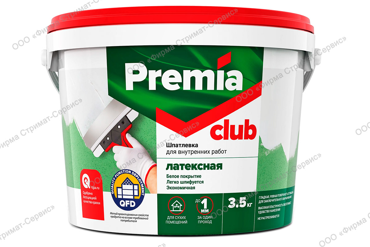 Шпатлевка PREMIA CLUB латексная для вн работ 3,5 кг (уп.6шт)  ЯК